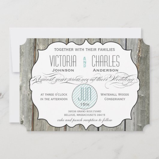 Rustic Wood Typography Wedding Invitations Kaart (Voorkant)