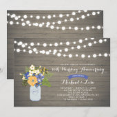 Rustic Wood Uitnodiging voor 50th Wedding Jubileum (Voorkant / Achterkant)