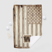 Rustic Wood USA Flag Monogram Golfhanddoek (Insitu)