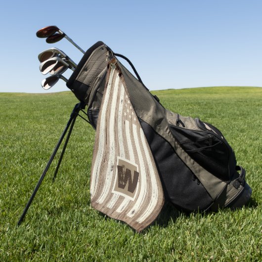 Rustic Wood USA Flag Monogram Golfhanddoek (Groen)