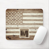 Rustic Wood USA Flag Monogram Muismat (Met muis)