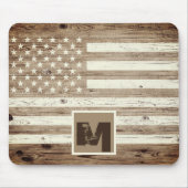 Rustic Wood USA Flag Monogram Muismat (Voorkant)