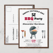 Rustic Wood Vaderdag BBQ Uitnodiging (Voorkant / Achterkant)