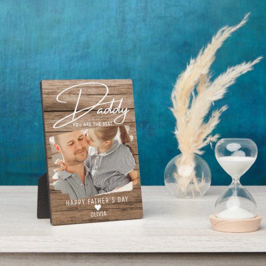 Rustic Wood Vaderdag Best papa Foto Fotoplaat (Zijkant)