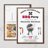 Rustic Wood Vaderdag Foto BBQ Uitnodiging (Voorkant / Achterkant)