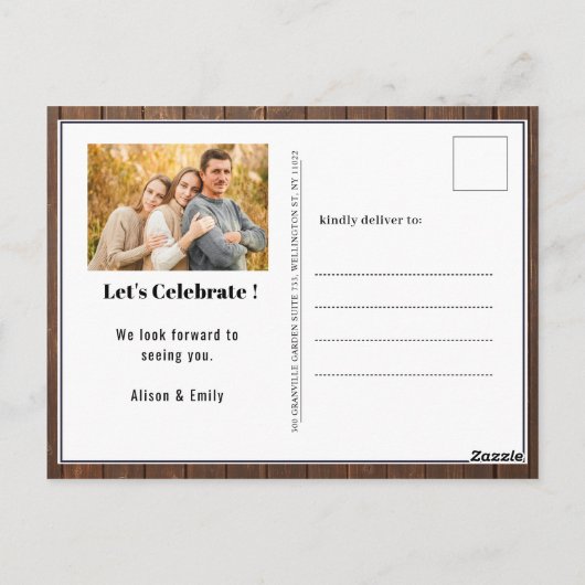 Rustic Wood Vaderdag Foto BBQ Uitnodiging (Achterkant)