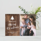 Rustic Wood | Verticale kerstfoto Merry | Feestdagenkaart (Staand voorkant)