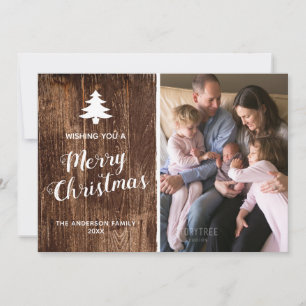 Rustic Wood   Verticale kerstfoto Merry   Feestdagenkaart