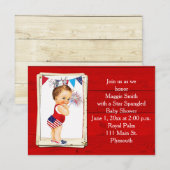 Rustic Wood Vierde Baby shower Uitnodiging juli (Voorkant / Achterkant)