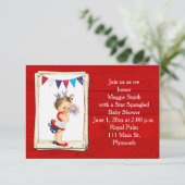 Rustic Wood Vierde juli Baby shower Uitnodiging (Staand voorkant)