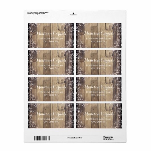 Rustic Wood Vlaanderen Adresetiketten Etiket (Full Sheet)