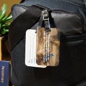 Rustic Wood - Vliegtuig met Bijbelvers Bagagelabel