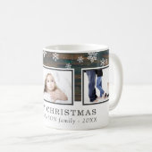 Rustic Wood Vrolijk Kerstfeest Familiefoto Koffiemok (Voorkant rechts)