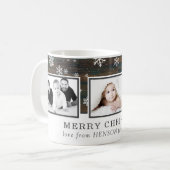 Rustic Wood Vrolijk Kerstfeest Familiefoto Koffiemok (Voorkant links)