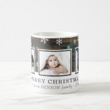 Rustic Wood Vrolijk Kerstfeest Familiefoto