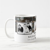 Rustic Wood Vrolijk Kerstfeest Familiefoto Koffiemok (Links)
