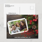 Rustic Wood Vrolijk Kerstfeest Typografie Fotokaar Feestdagenkaart (Voorkant / Achterkant)