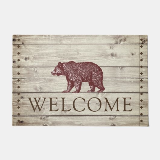 Rustic Wood Walking Beer Welkom Doormat Deurmat (Voorkant)