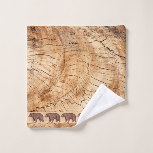 Rustic Wood Walking Beren Bad Handdoek (Wasdoekje)