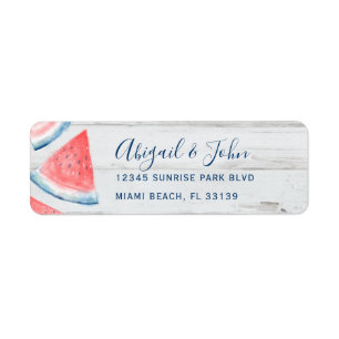 Rustic Wood Watermelon Waterverf Return Address Etiket