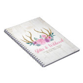 Rustic Wood & Waterverf Floral Antlers Boutique Notitieboek (Rechterzijde)