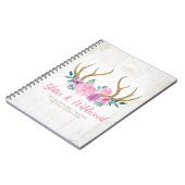 Rustic Wood & Waterverf Floral Antlers Boutique Notitieboek (Linkerzijde)
