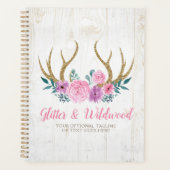 Rustic Wood & Waterverf Floral Antlers Boutique Planner (Voorkant)