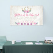 Rustic Wood & Waterverf Floral Antlers Boutique Spandoek (Beurs)