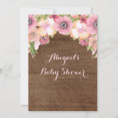 Rustic Wood Waterverf Flowers Baby shower Kaart (Voorkant)