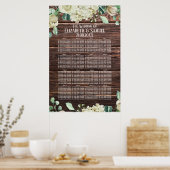 Rustic Wood Waterverf Flowers Weddenschap Poster (Keuken)