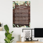 Rustic Wood Waterverf Flowers Weddenschap Poster (Thuiskantoor)