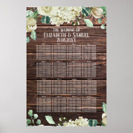 Rustic Wood Waterverf Flowers Weddenschap Poster