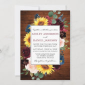 Rustic Wood Waterverf Gemengd Floral Foto bruiloft Kaart (Voorkant)