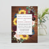 Rustic Wood Waterverf Gemengd Floral Foto bruiloft Kaart (Staand voorkant)