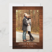 Rustic Wood Waterverf Gemengd Floral Foto bruiloft Kaart (Achterkant)