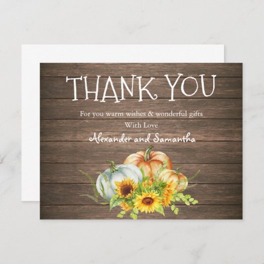 Rustic Wood Waterverf Pumpkin Herfst Hartelijk dan (Voorkant / Achterkant)