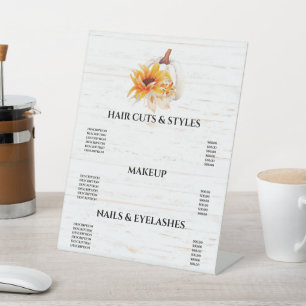 Rustic Wood Waterverf Pumpkin Sunflower Reclamebord Met Voetstuk