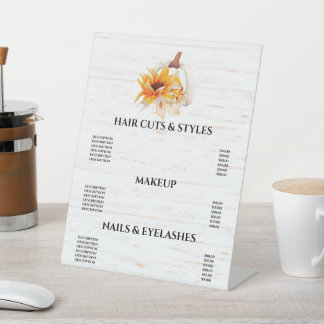 Rustic Wood Waterverf Pumpkin Sunflower Reclamebord Met Voetstuk