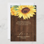 Rustic Wood Waterverf Sunflower Wedding Foto Bedankkaart (Achterkant)