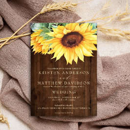 Rustic Wood Waterverf Sunflower Wedding Kaart