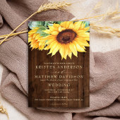 Rustic Wood Waterverf Sunflower Wedding Kaart