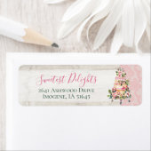 Rustic Wood Waterverf Wedding Cake Bakery Adres Etiket (Insitu)