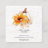 Rustic Wood Waterverf Zonnebloem Vierkante Visitekaartje (Achterkant)