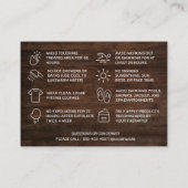 Rustic Wood Waxing Aftercare Card Visitekaartje (Achterkant)