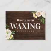 Rustic Wood Waxing Aftercare Card Visitekaartje (Voorkant)