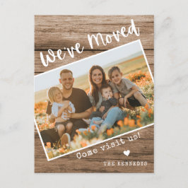 Rustic Wood We hebben Familie Foto New Home verpla Aankondigingskaart