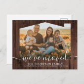 Rustic Wood We hebben New Home Photo Moving Aankondigingskaart (Voorkant / Achterkant)