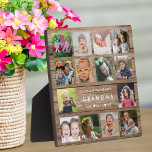 Rustic Wood We houden van je, oma 14 Foto Collage Fotoplaat<br><div class="desc">Creëer uw eigen fotocollage met 14 favoriete afbeeldingen op een houtextuurachtergrond voor een unieke gave voor grootmoeder. Pas je aan met kleinkinderen namen en we houden van je de grootste boodschap.</div>