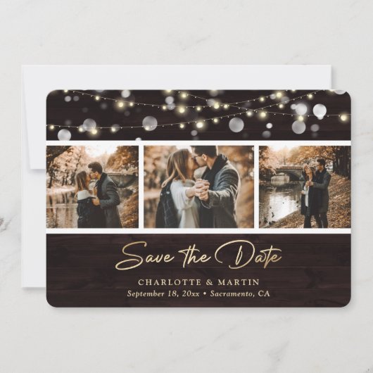 Rustic Wood Weddenschap Foto bewaart datum Save The Date (Voorkant)