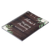 Rustic Wood Weddenschap over laptop — witte ventil Notitieboek (Linkerzijde)